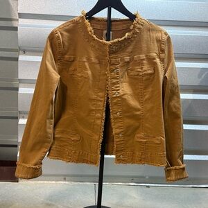 Boho Raw Hem Frayed‎ Edge Jacket Neutral Cotton Casual Lightweight Outerwear